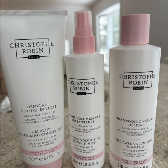 Christophe Robin Delicate Volumising Haircare Trio - White and Pink - Picture 1 of 4